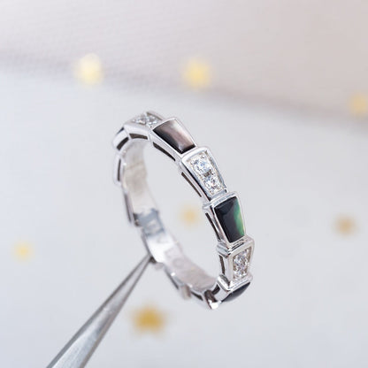 [⭐Reverie Jewels]SERPENTI RING SILVER  DIAMOND BLACK MOP 3MM