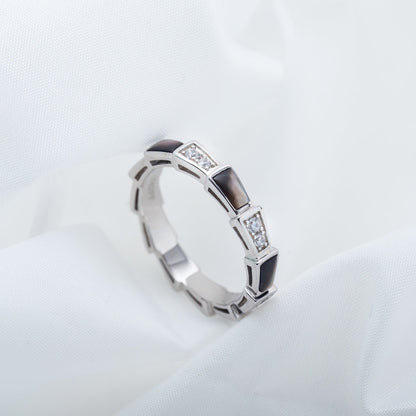 [⭐Reverie Jewels]SERPENTI RING SILVER  DIAMOND BLACK MOP 3MM