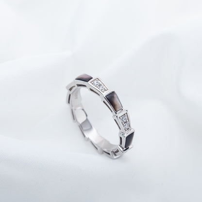 [⭐Reverie Jewels]SERPENTI RING SILVER  DIAMOND BLACK MOP 3MM