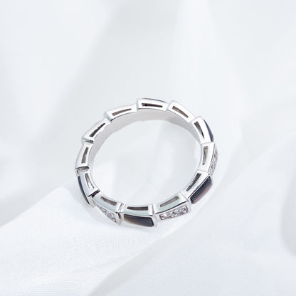 [⭐Reverie Jewels]SERPENTI RING SILVER  DIAMOND BLACK MOP 3MM
