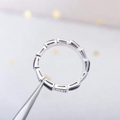 [⭐Reverie Jewels]SERPENTI RING SILVER  DIAMOND BLACK MOP 3MM