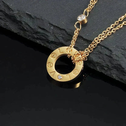 [⭐Reverie Jewels]LOVE NECKLACE 16MM 2 DIAMONDS