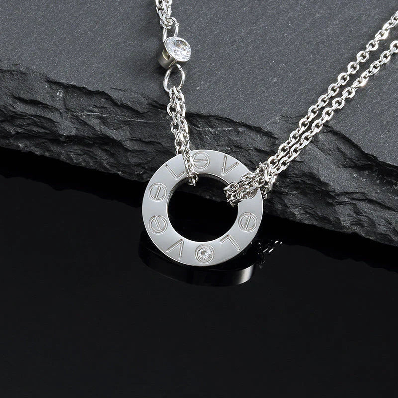 [⭐Reverie Jewels]LOVE NECKLACE 16MM 2 DIAMONDS