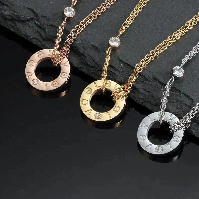 [⭐Reverie Jewels]LOVE NECKLACE 16MM 2 DIAMONDS
