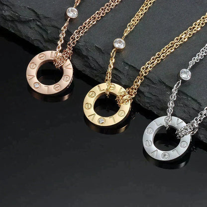 [⭐Reverie Jewels]LOVE NECKLACE 16MM 2 DIAMONDS