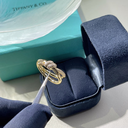 [Reverie Jewels]KNOT RING DOUBLE ROW GOLD DIAMOND