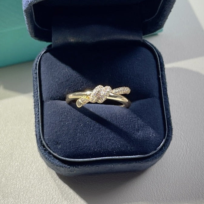 [Reverie Jewels]KNOT RING DOUBLE ROW GOLD DIAMOND