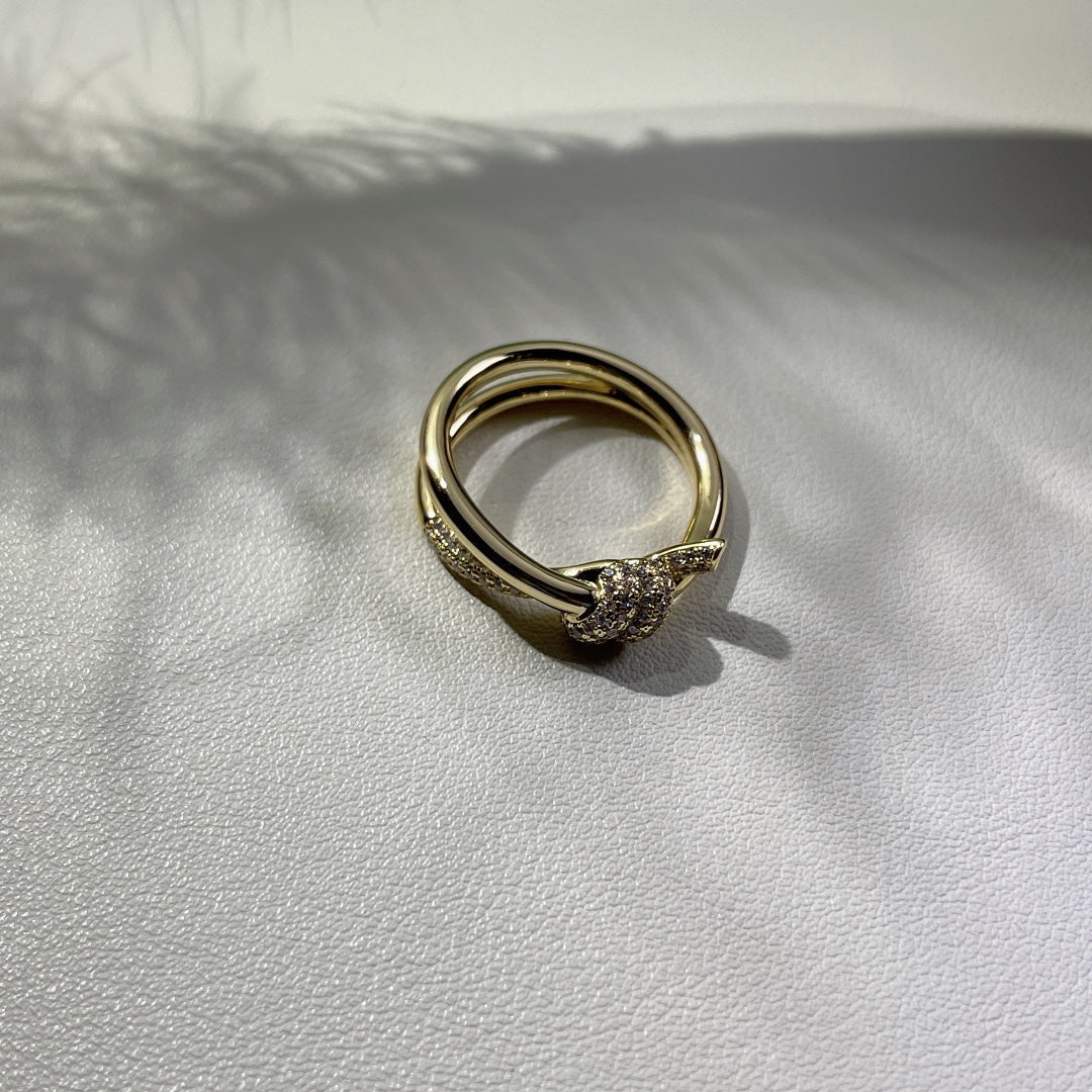 [Reverie Jewels]KNOT RING DOUBLE ROW GOLD DIAMOND