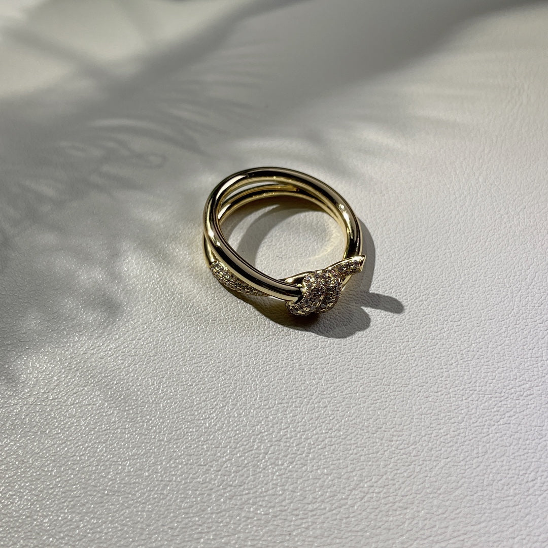 [Reverie Jewels]KNOT RING DOUBLE ROW GOLD DIAMOND
