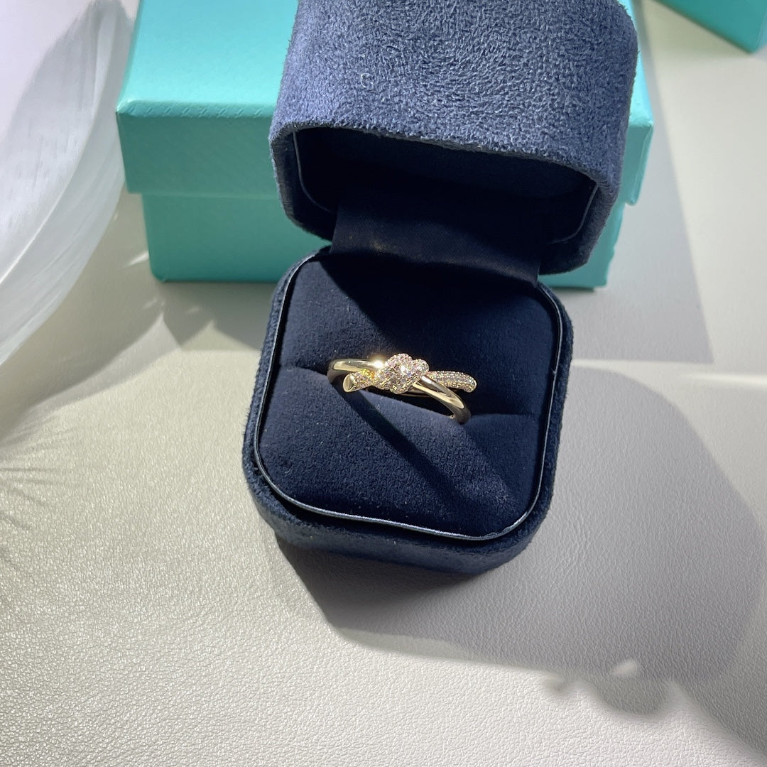 [Reverie Jewels]KNOT RING DOUBLE ROW GOLD DIAMOND