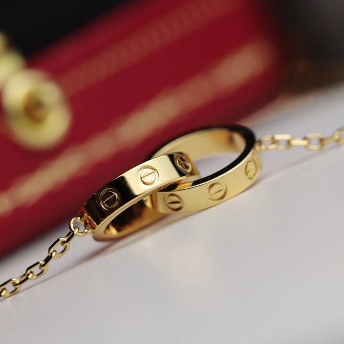 [⭐Reverie Jewels]LOVE NECKLACE DOUBLE RING GOLD
