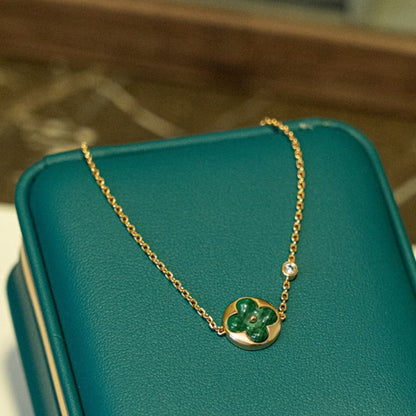 [⭐Reverie Jewels]SUN MALACHITE 1 DIAMOND PINK GOLD BRACELET