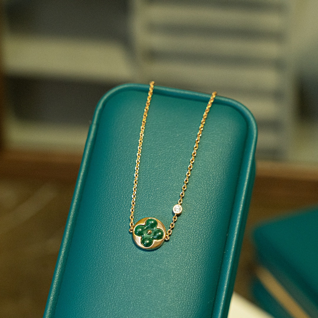 [⭐Reverie Jewels]SUN MALACHITE 1 DIAMOND PINK GOLD BRACELET