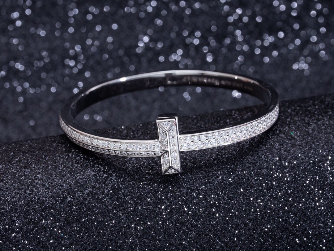 [Reverie Jewels]WIDE DIAMONDS HINGED BANGLE SILVER