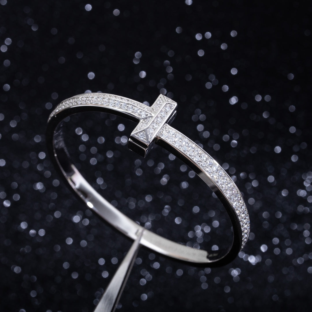 [Reverie Jewels]WIDE DIAMONDS HINGED BANGLE SILVER