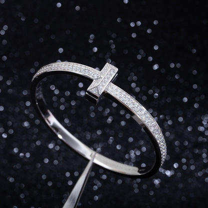 [Reverie Jewels]WIDE DIAMONDS HINGED BANGLE SILVER