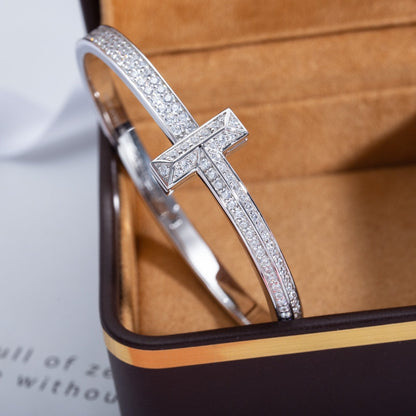 [Reverie Jewels]WIDE DIAMONDS HINGED BANGLE SILVER