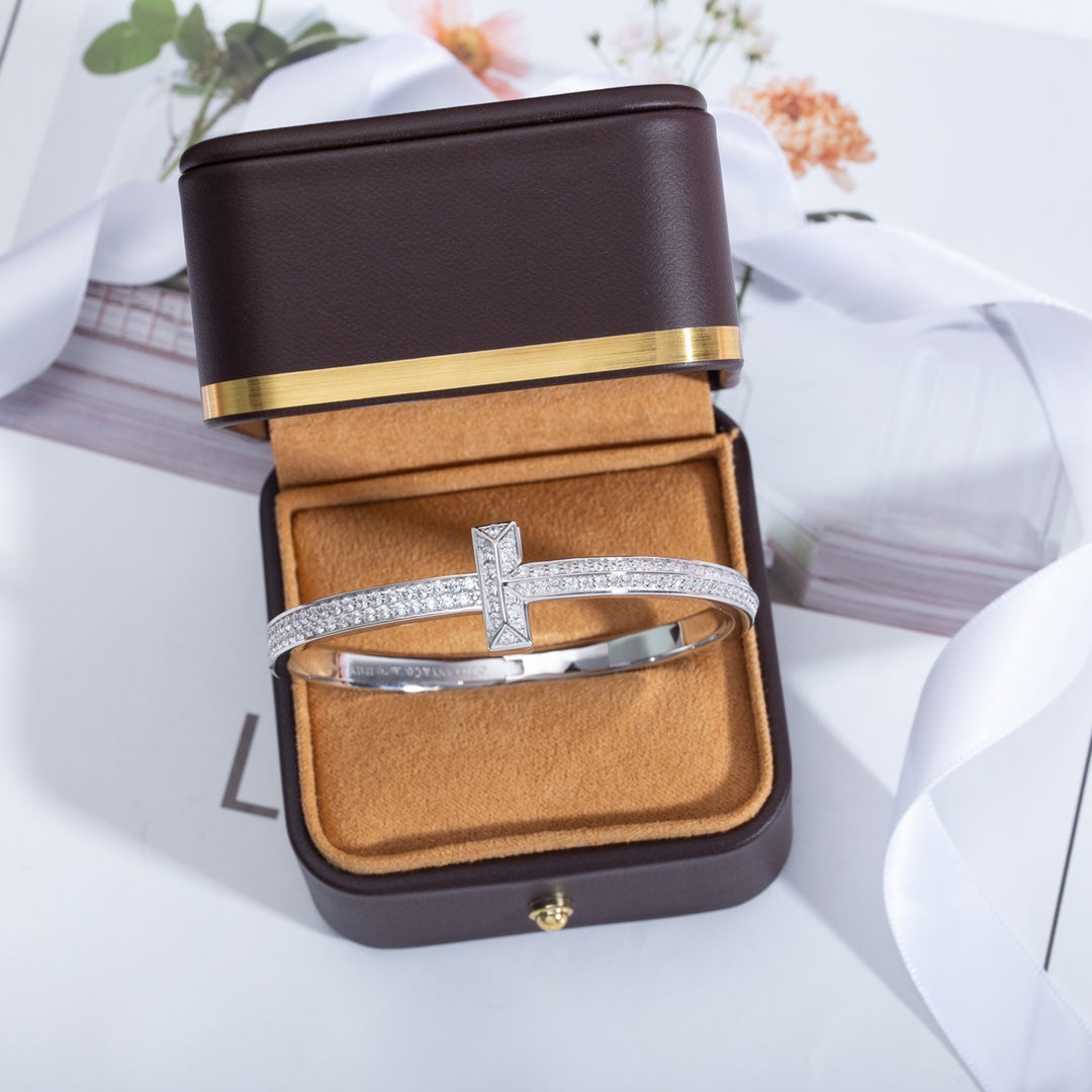 [Reverie Jewels]WIDE DIAMONDS HINGED BANGLE SILVER