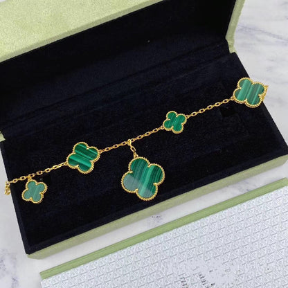 [⭐Reverie Jewels]MAGIC CLOVER MALACHITE GOLD BRACELET 5 MOTIFS