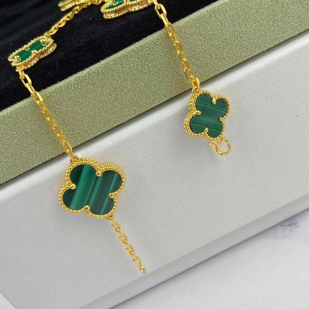 [⭐Reverie Jewels]MAGIC CLOVER MALACHITE GOLD BRACELET 5 MOTIFS