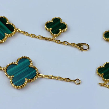 [⭐Reverie Jewels]MAGIC CLOVER MALACHITE GOLD BRACELET 5 MOTIFS