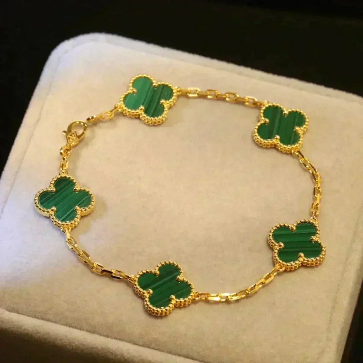 [⭐Reverie Jewels] CLOVER 5 MOTIF MALACHITE BRACELET COLLECTION