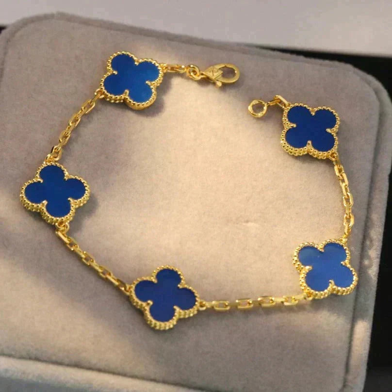 [⭐Reverie Jewels] CLOVER 5 MOTIF BLUE AGATE BRACELET COLLECTION