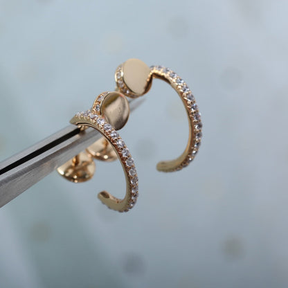 [⭐Reverie Jewels]JUSTE EARRINGS 12.75MM PINK GOLD DIAMOND