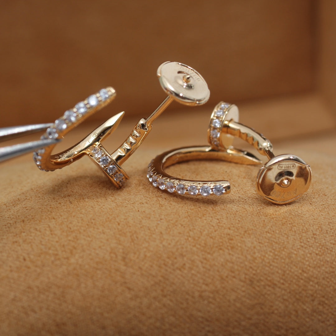 [⭐Reverie Jewels]JUSTE EARRINGS 12.75MM PINK GOLD DIAMOND