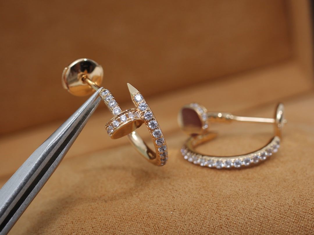 [⭐Reverie Jewels]JUSTE EARRINGS 12.75MM PINK GOLD DIAMOND