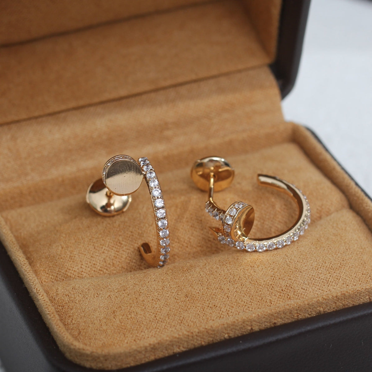 [⭐Reverie Jewels]JUSTE EARRINGS 12.75MM PINK GOLD DIAMOND