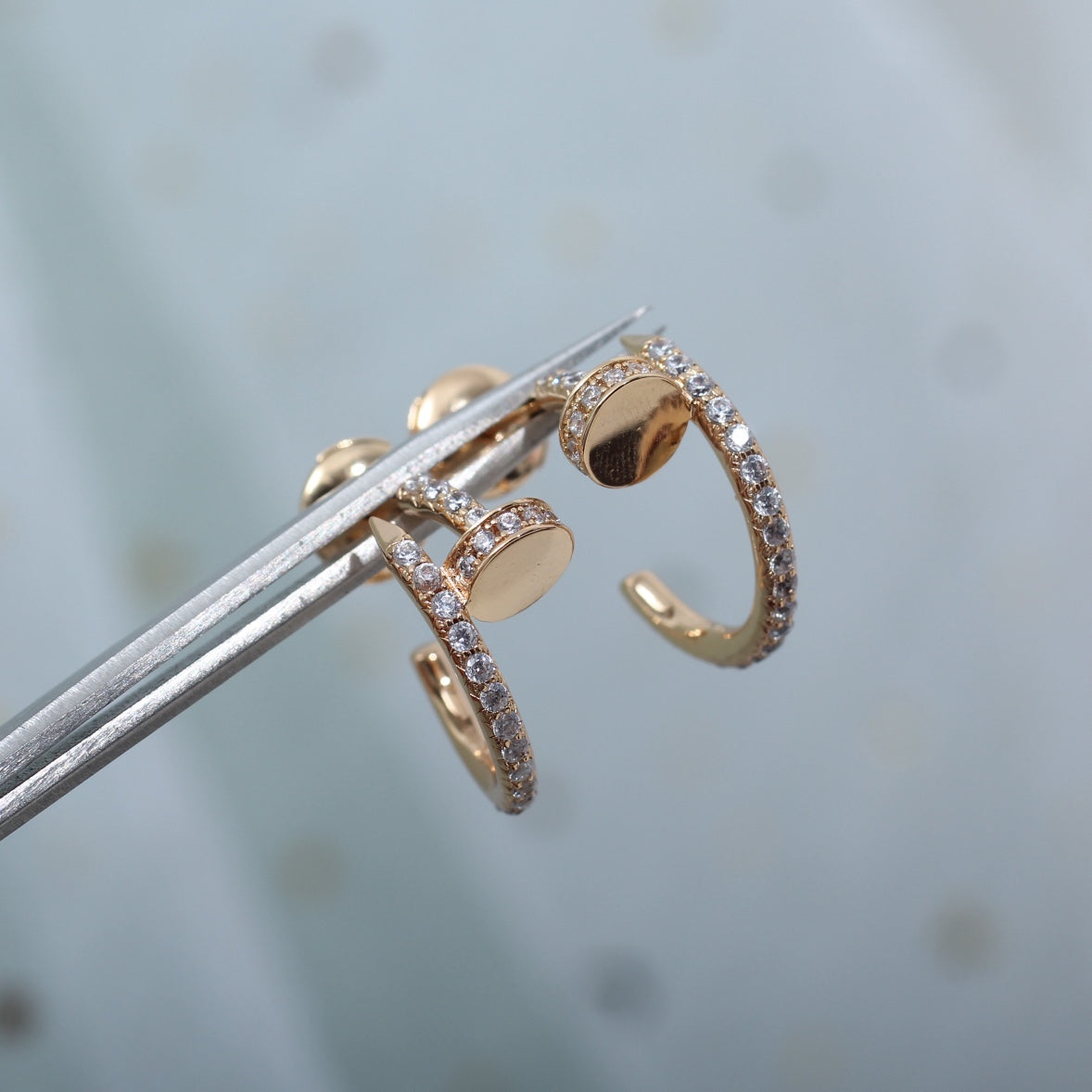 [⭐Reverie Jewels]JUSTE EARRINGS 12.75MM PINK GOLD DIAMOND