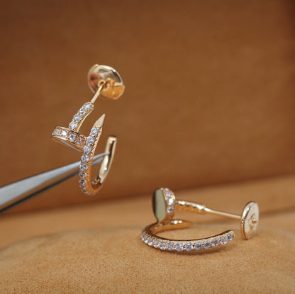 [⭐Reverie Jewels]JUSTE EARRINGS 12.75MM PINK GOLD DIAMOND