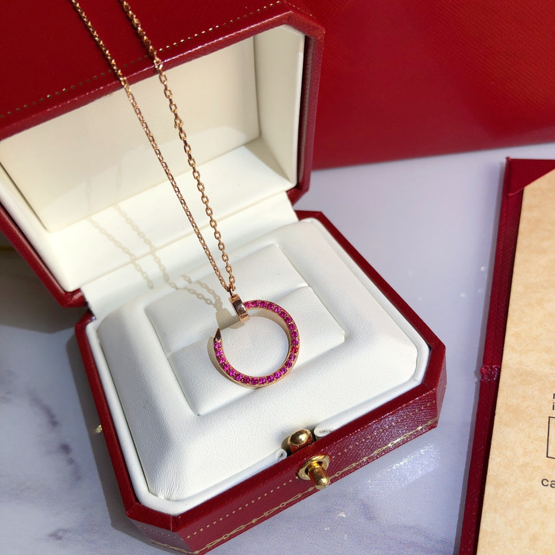 [⭐Reverie Jewels]JUSTE NECKLACE GOLD RED DIAMONDS
