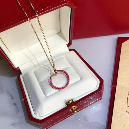 [⭐Reverie Jewels]JUSTE NECKLACE GOLD RED DIAMONDS
