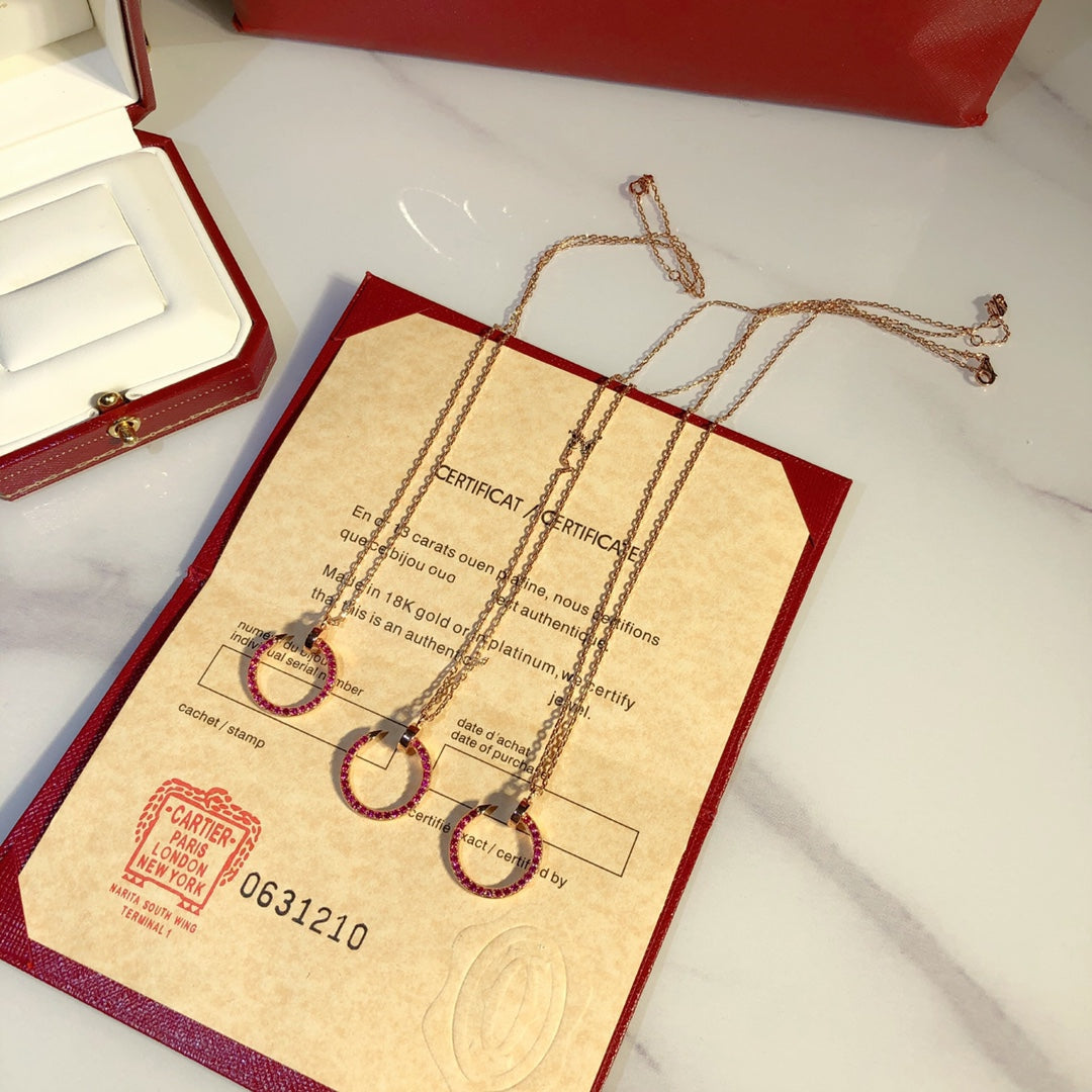 [⭐Reverie Jewels]JUSTE NECKLACE GOLD RED DIAMONDS