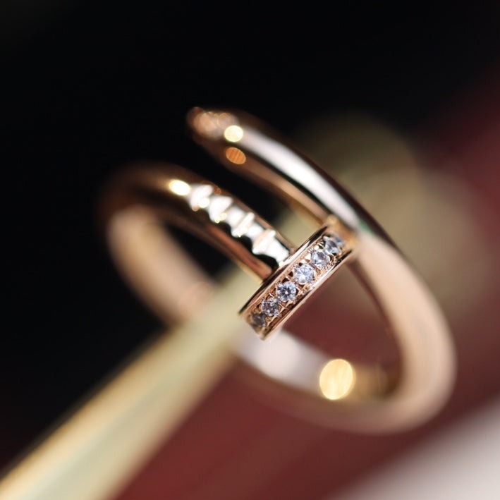 [⭐Reverie Jewels]JUSTE RING 2.65MM PINK GOLD DIAMOND
