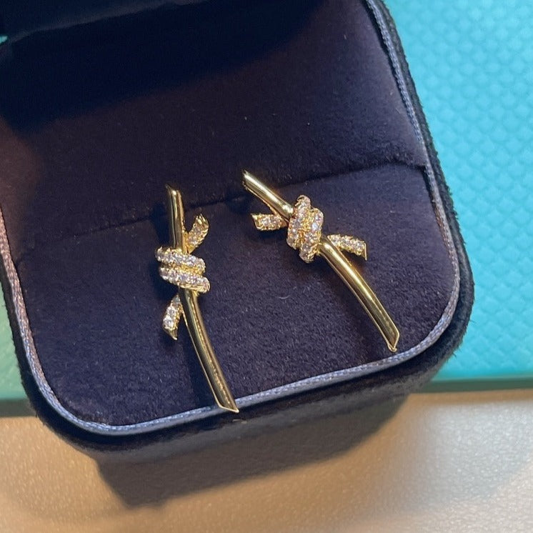 [Reverie Jewels]KNOT EARRINGS GOLD DIAMOND