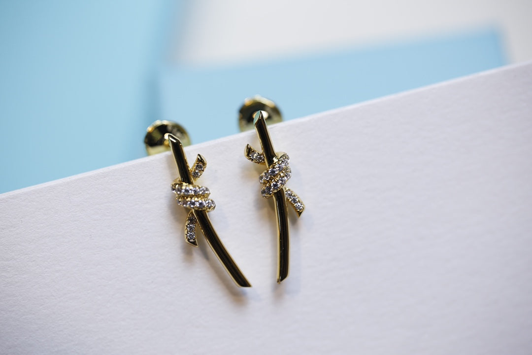 [Reverie Jewels]KNOT EARRINGS GOLD DIAMOND