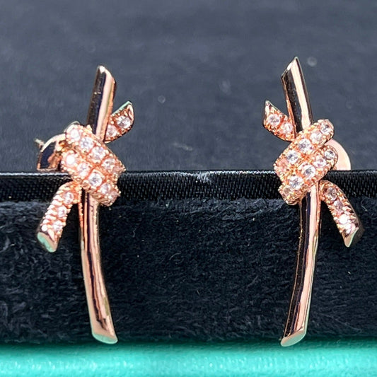 [Reverie Jewels]KNOT EARRINGS PINK GOLD DIAMOND