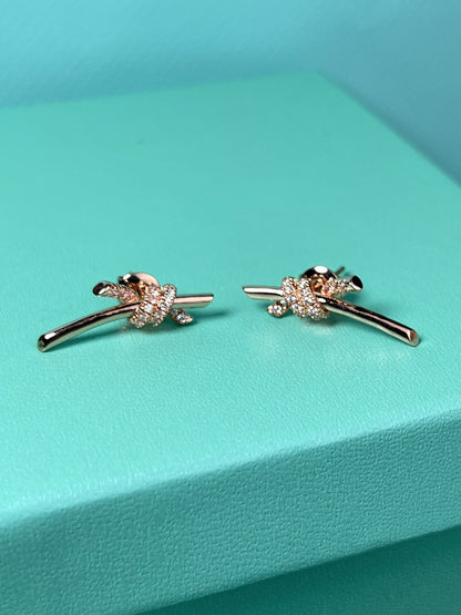[Reverie Jewels]KNOT EARRINGS PINK GOLD DIAMOND