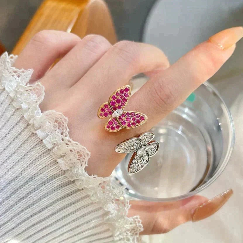 [⭐Reverie Jewels]TWIN BUTTERFLY DIAMOND RING