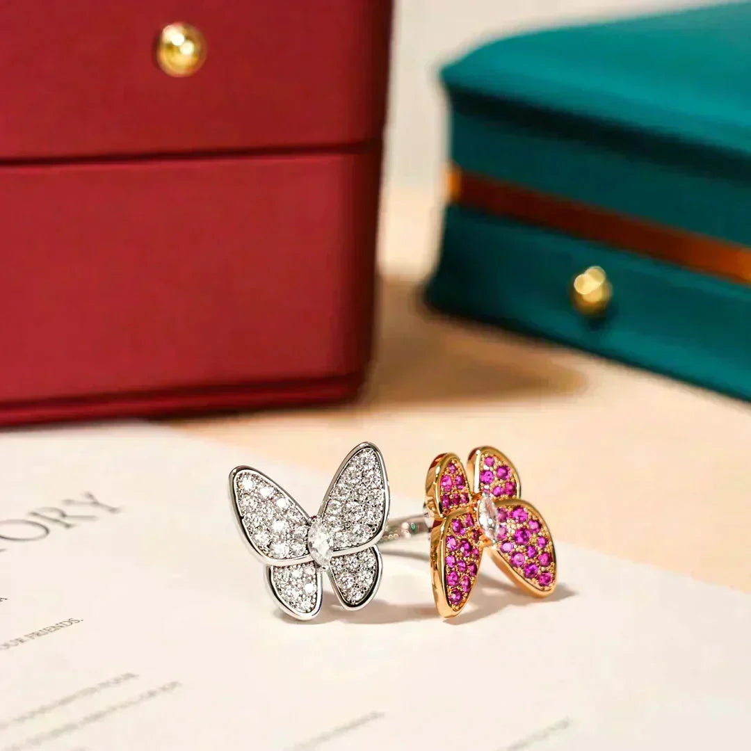 [⭐Reverie Jewels]TWIN BUTTERFLY DIAMOND RING