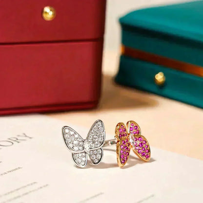 [⭐Reverie Jewels]TWIN BUTTERFLY DIAMOND RING