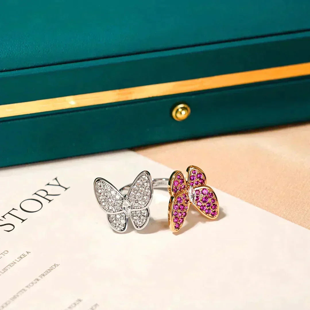 [⭐Reverie Jewels]TWIN BUTTERFLY DIAMOND RING