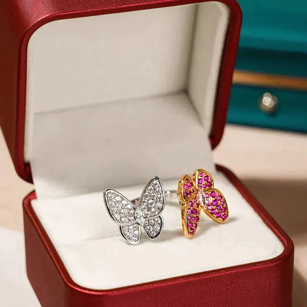 [⭐Reverie Jewels]TWIN BUTTERFLY DIAMOND RING