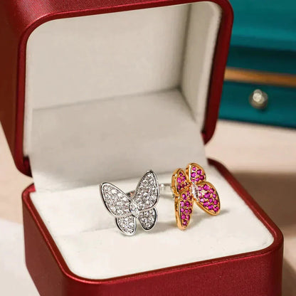 [⭐Reverie Jewels]TWIN BUTTERFLY DIAMOND RING