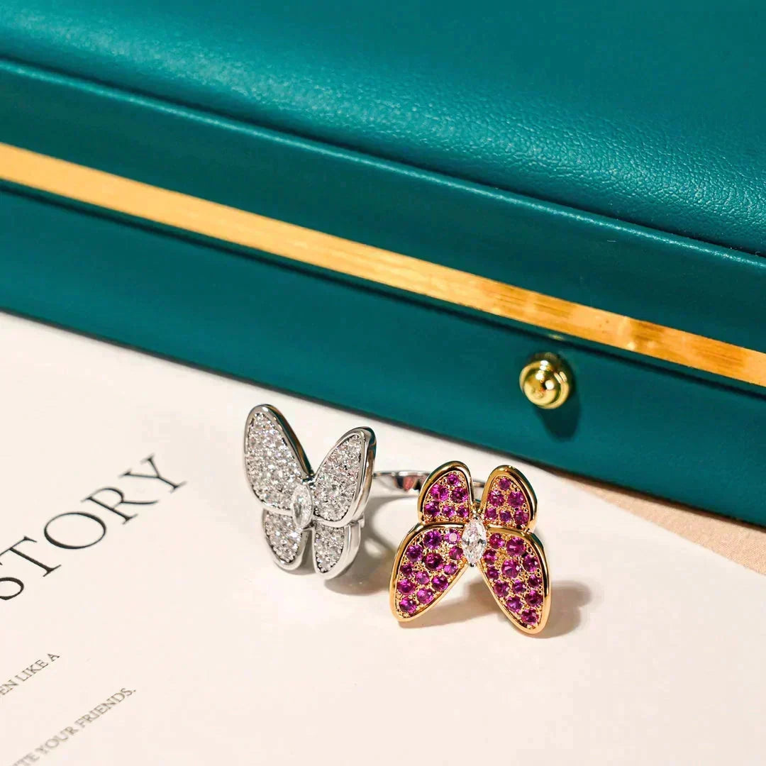 [⭐Reverie Jewels]TWIN BUTTERFLY DIAMOND RING