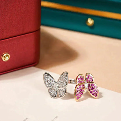 [⭐Reverie Jewels]TWIN BUTTERFLY DIAMOND RING