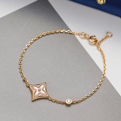 [⭐Reverie Jewels]STAR 1 DIAMOND PINK GOLD BRACELET